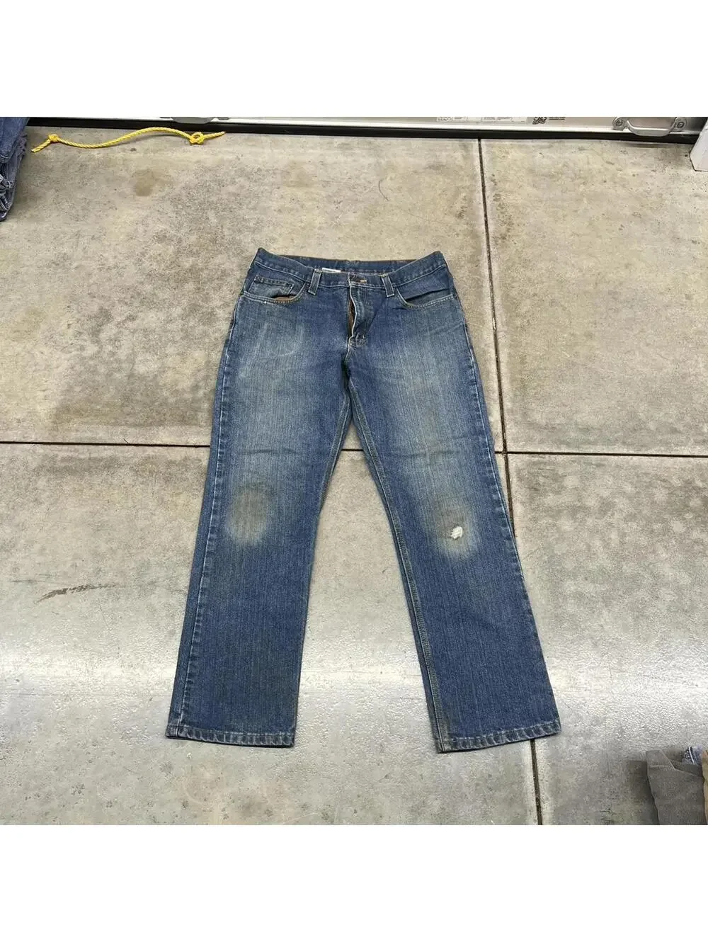 vintage carhartt straight leg dark blue jeans size 34 x 30